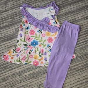 Pete + Lucy Floral Kids 2 Pc Set - Lavender and Multicolor